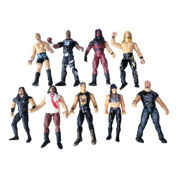 Vintage Jakks Pacific 1990’s WWF WWE WCW Wrestling Action Figures Lot of 9 - Picture 1 of 7